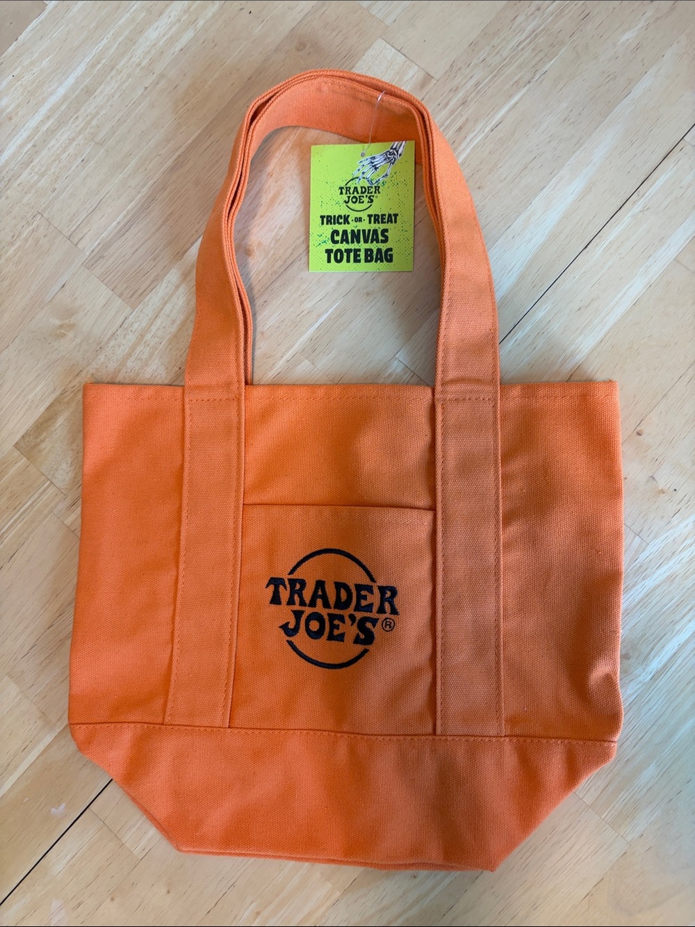 NWT Trader Joe's Trick or Treat Orange Canvas Tote Bag
